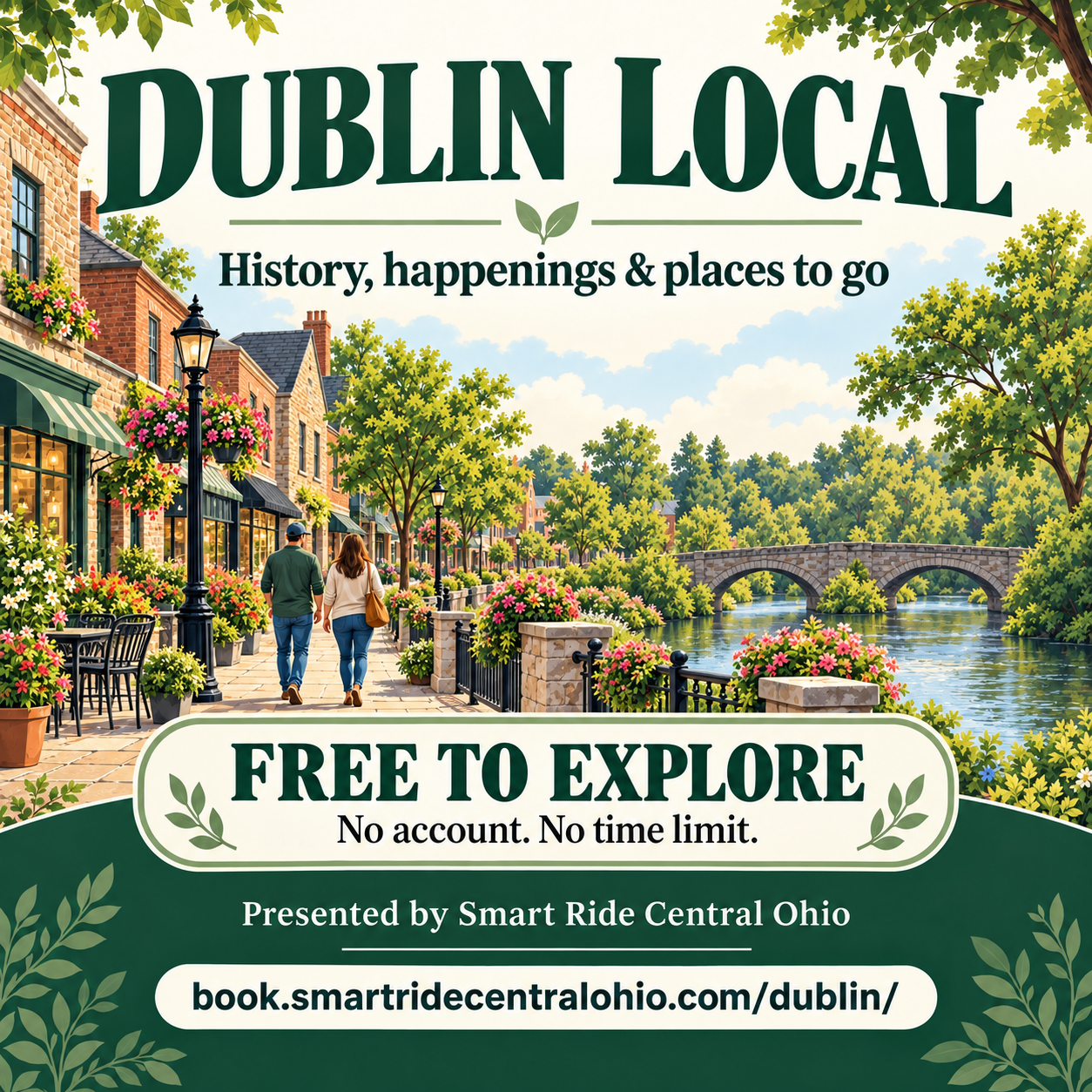 Dublin Local illustrated community guide: history, happenings and places to go. Free to explore. Presented by Smart Ride Central Ohio.