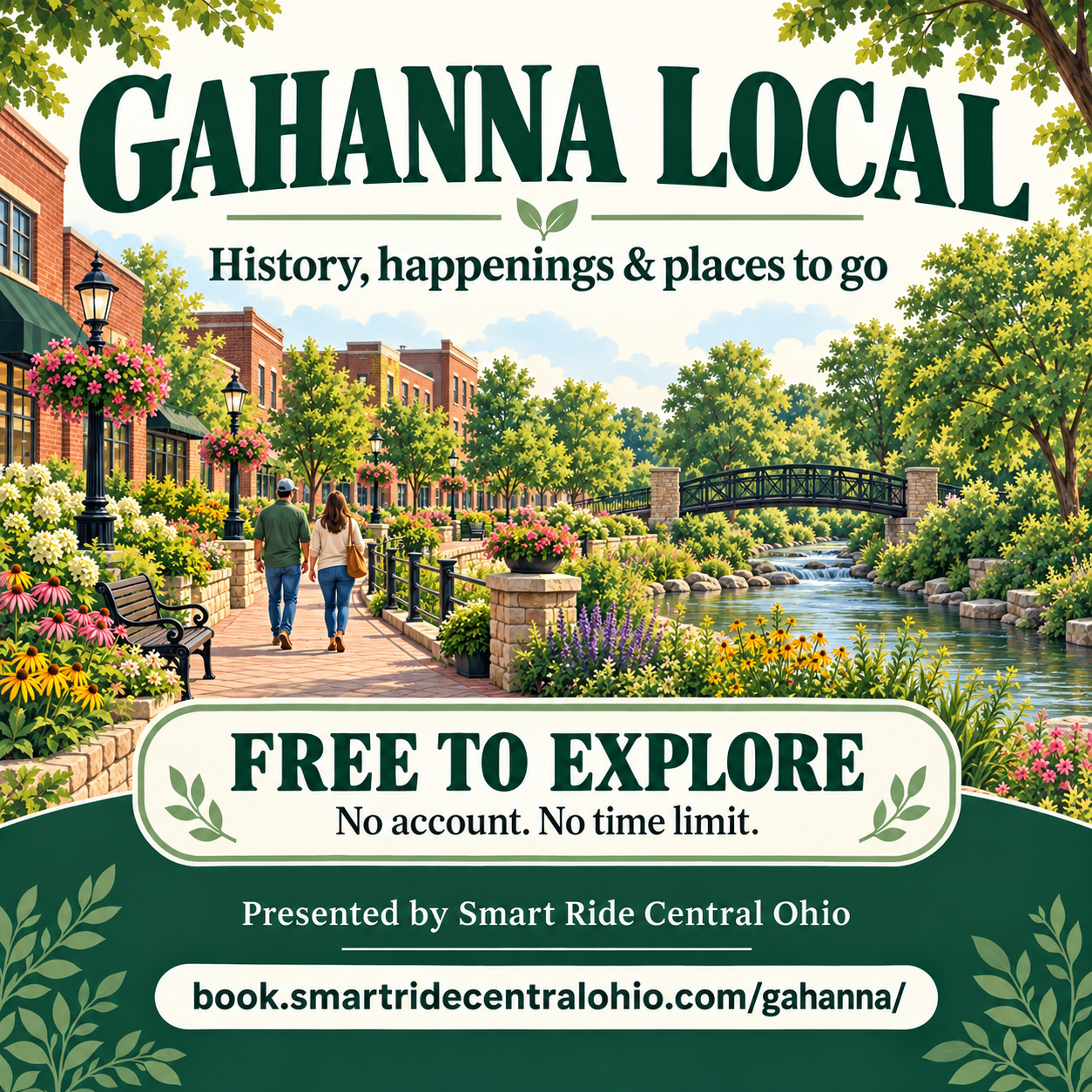 Gahanna Local illustrated community guide: history, happenings and places to go. Free to explore. Presented by Smart Ride Central Ohio.