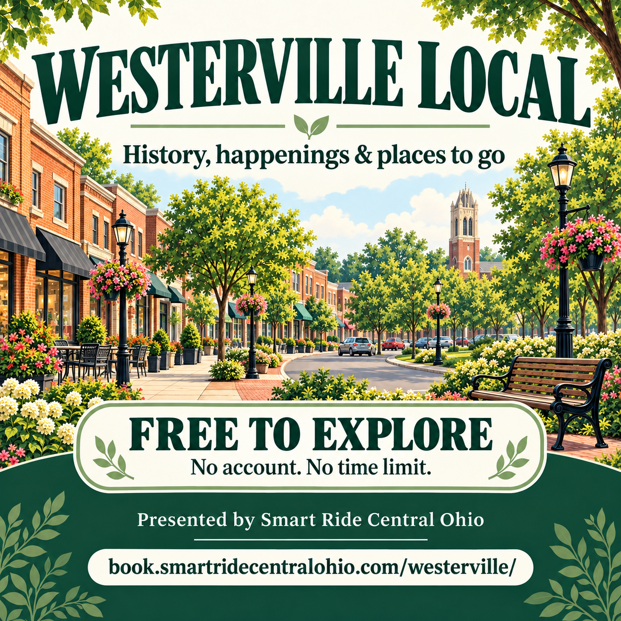 Westerville Local illustrated community guide: history, happenings and places to go. Free to explore. Presented by Smart Ride Central Ohio.